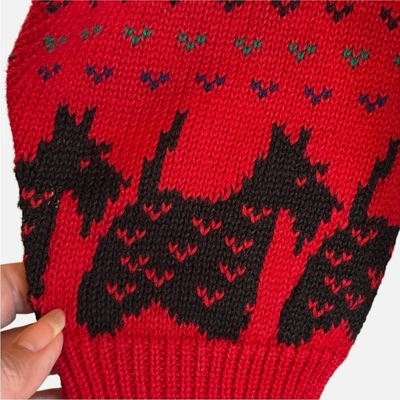 RARE Vintage Susan Bristol 1992 Scottie Terrier Dog Cardigan Holiday Sweater M - Picture 6 of 13